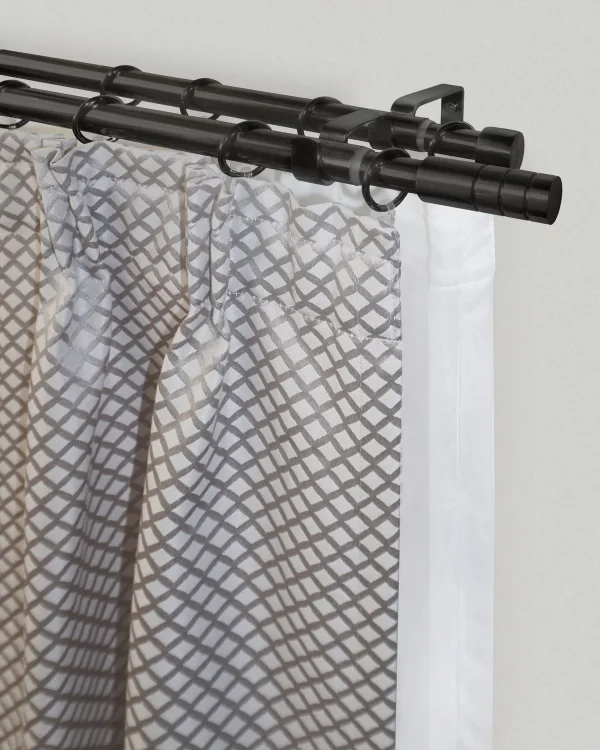 Dupla Karniša Crna -James Wood Ada 120-230 cm