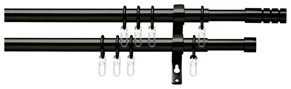 Dupla Karniša Crna -James Wood Ada 120-230 cm - Slika 2